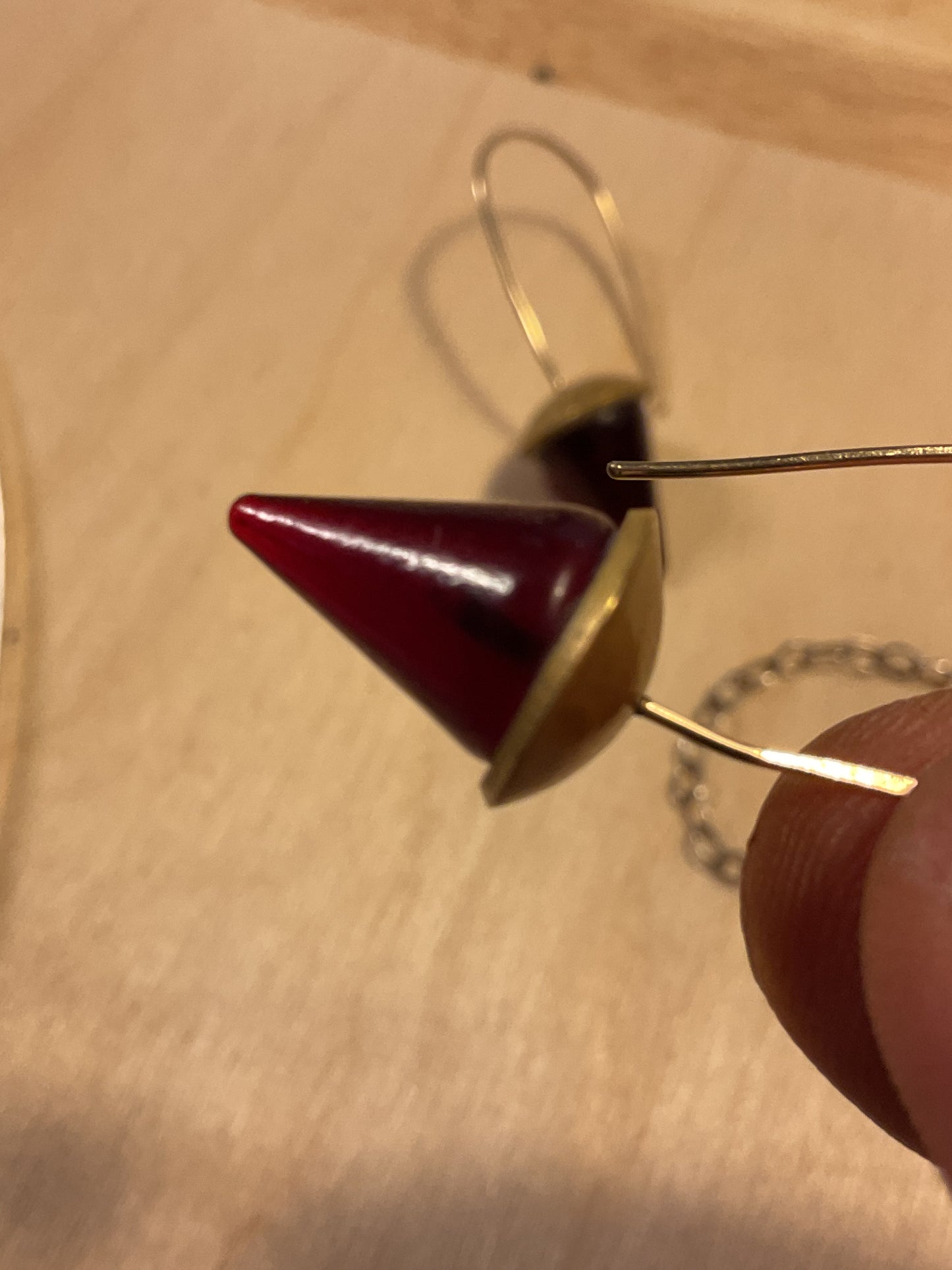 Drip-Drop Earrings in Red and Brass