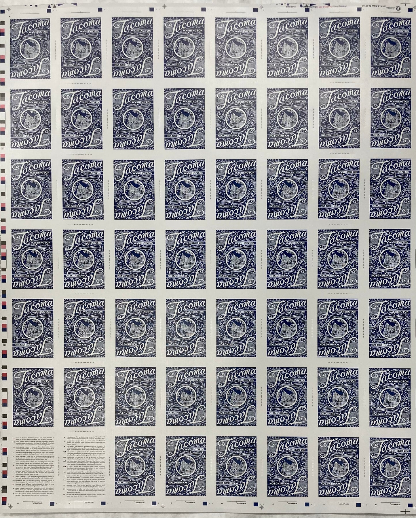 Tacoma Playing Card - Uncut Sheet from Blue deck