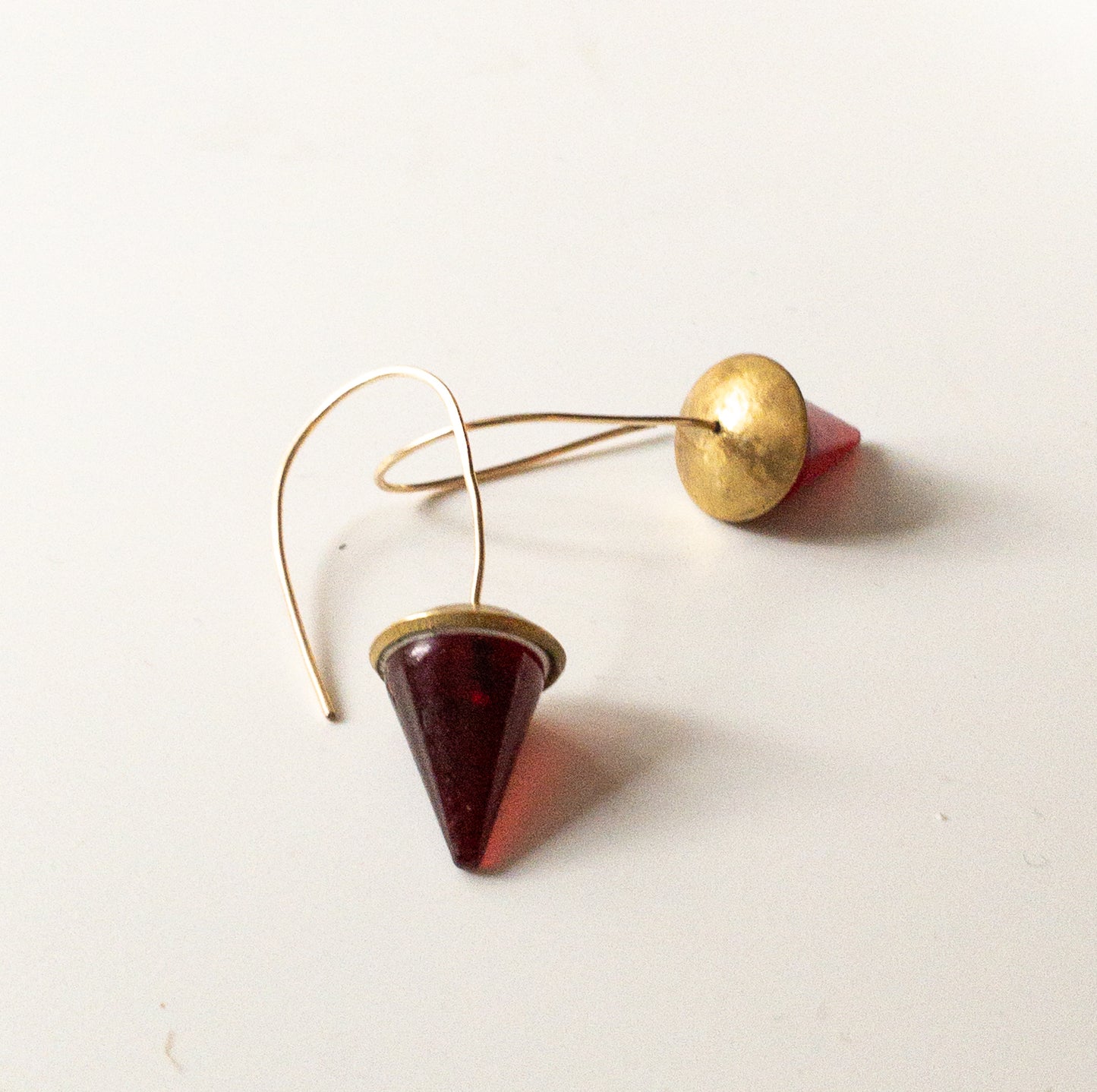 Drip-Drop Earrings in Red and Brass