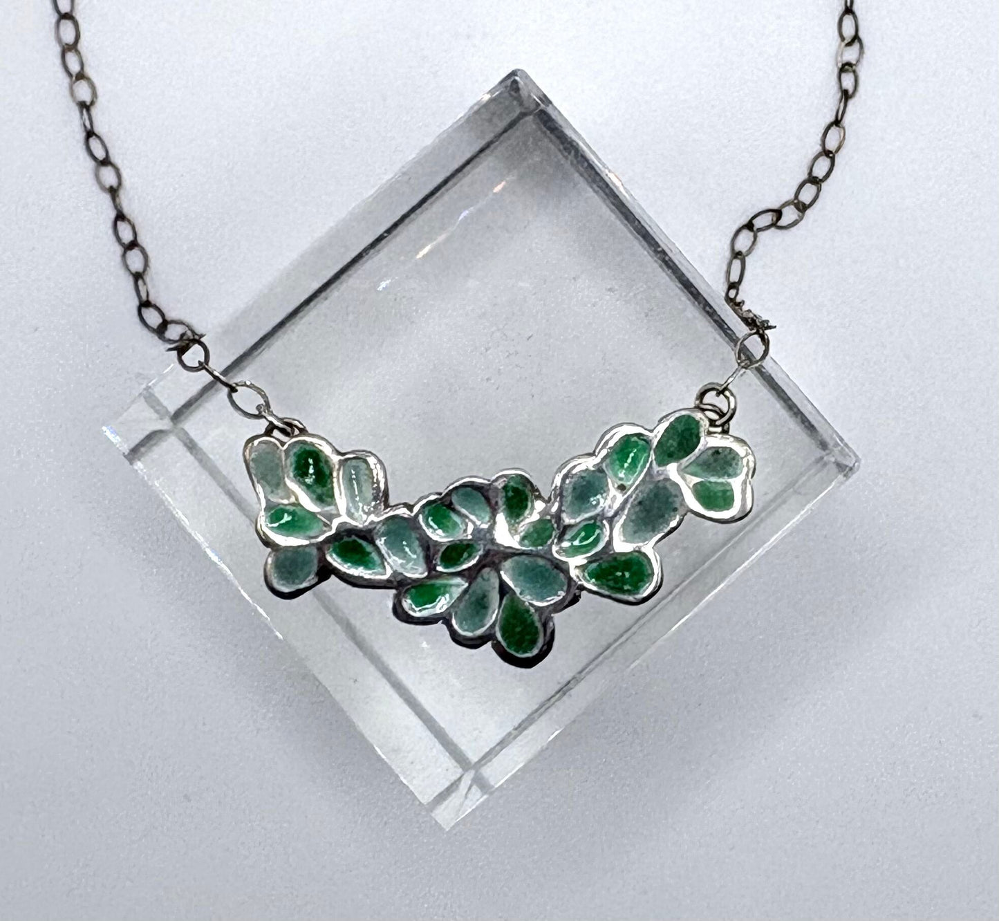 Leaves of a Tree Silver Necklace with Enamel Inlay