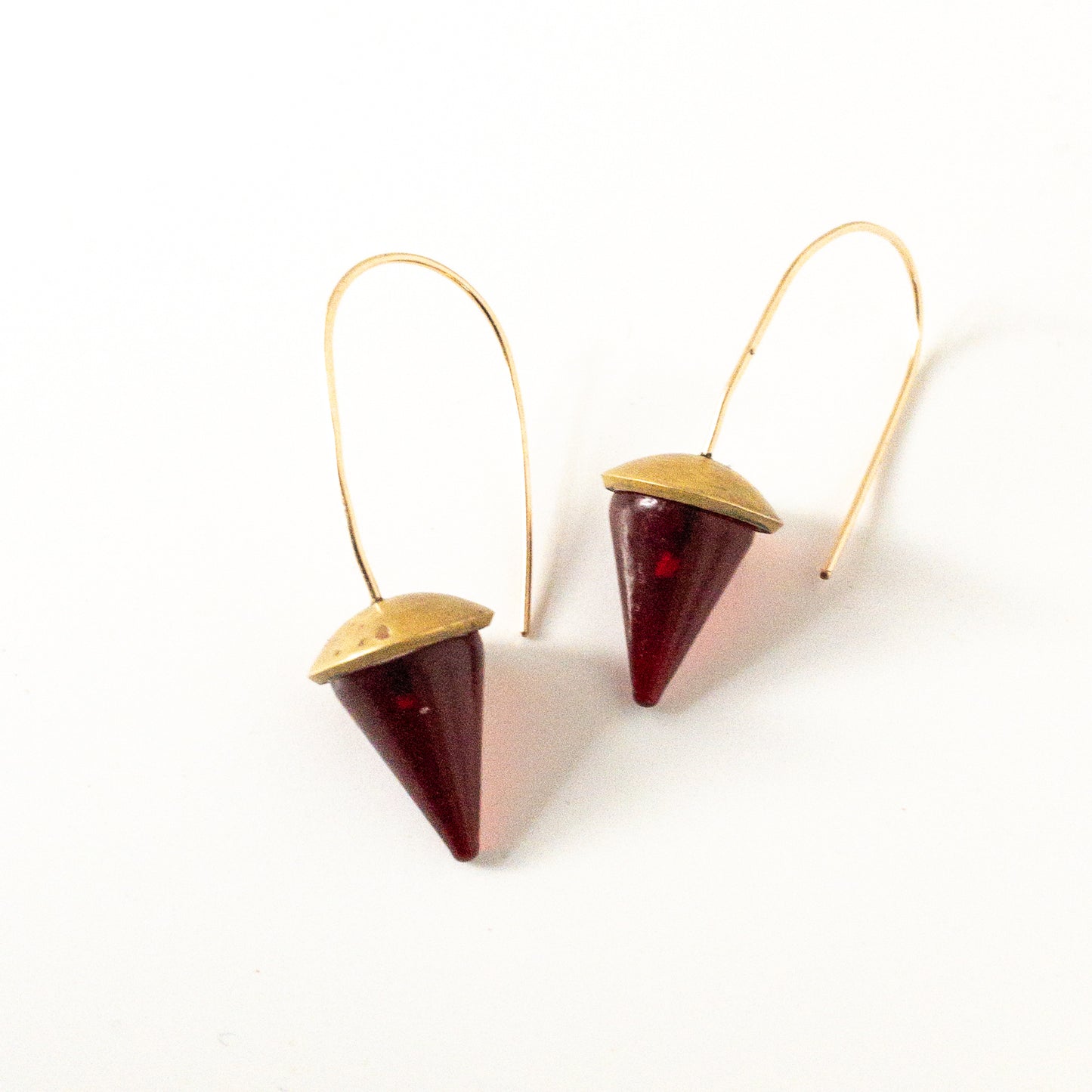 Drip-Drop Earrings in Red and Brass