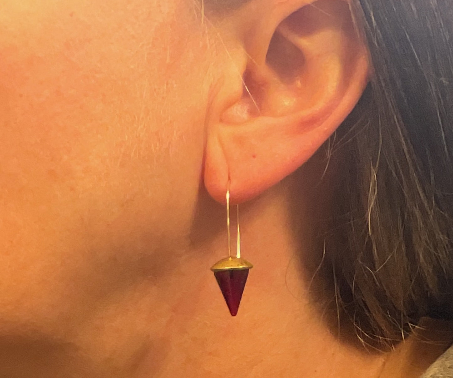 Drip-Drop Earrings in Red and Brass